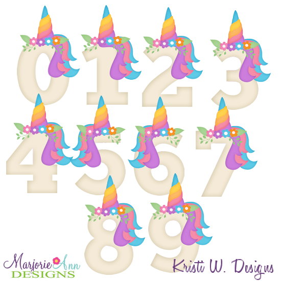 Unicorn Birthday Numbers EXCLUSIVE SVG Cutting Files + Clipart - Click Image to Close